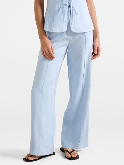 Forever New Posey Wide Leg Pure Linen Trousers, Blue Set, Blue Set