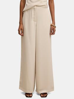 Forever New Petite Willow Wide Leg Trousers, Milk Pinstripe Set, Milk Pinstripe Set