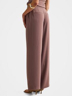 Forever New Willow Wide Leg Trousers, Mocha Pinstripe Set - view 2, Mocha Pinstripe Set