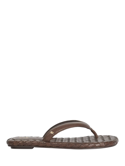 Dune London Lunare Leather T-Bar Sandals, Brown, Brown