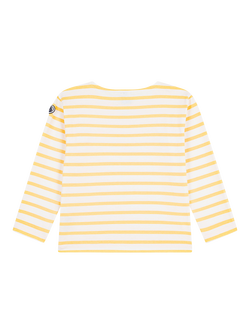Petit Bateau Baby Stripe Long Sleeve T-Shirt, White/Yellow - view 2, White/Yellow