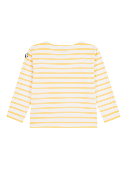 Petit Bateau Baby Stripe Long Sleeve T-Shirt, White/Yellow - view 2, White/Yellow