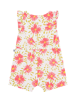 Petit Bateau Baby Floral Flutter Sleeve Romper, Cream/Multi - view 2, Cream/Multi