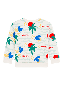 Petit Bateau Kids' Palm Print Sweatshirt, White/Multi - view 2, White/Multi