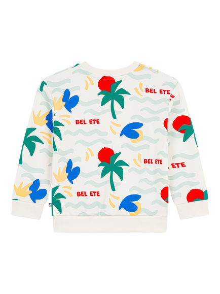 Petit Bateau Kids' Palm Print Sweatshirt, White/Multi - view 2, White/Multi