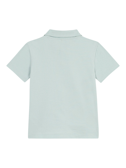 Petit Bateau Kids' Short Sleeve Polo Shirt, Light Blue - view 2, Light Blue