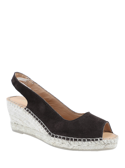 Jones Bootmaker Rosanna Suede Wedge Heel Slingback Sandals - view 2, Chocolate