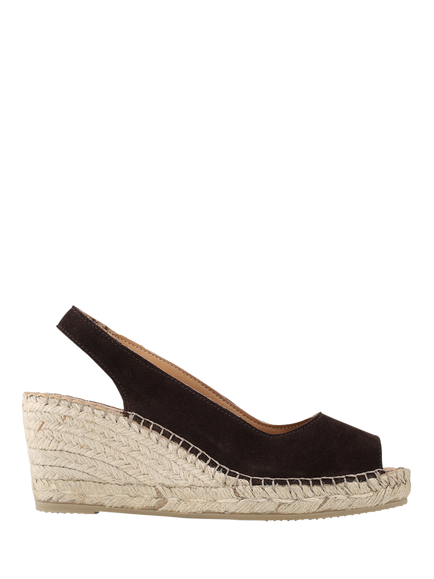 Jones Bootmaker Rosanna Wide Fit Leather Wedge Heel Slingback Sandals, Chocolate, Chocolate