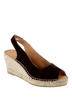 Jones Bootmaker Rosanna Wide Fit Leather Wedge Heel Slingback Sandals, Chocolate - view 2, Chocolate