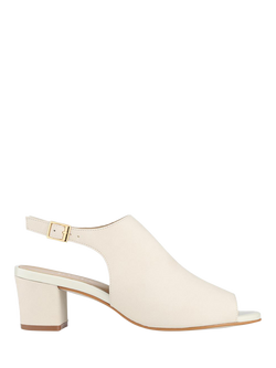 Jones Bootmaker Xandra Leather Peep Toe Slingback Sandals, Off White