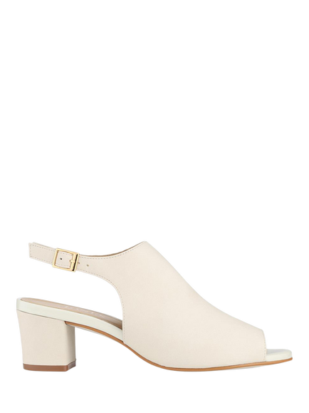 Jones Bootmaker Xandra Leather Peep Toe Slingback Sandals, Off White