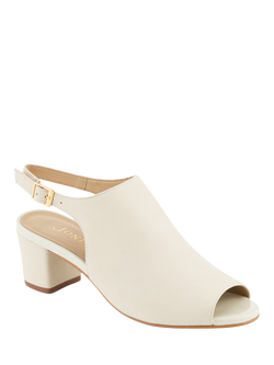 Jones Bootmaker Xandra Leather Peep Toe Slingback Sandals - view 2, Off White