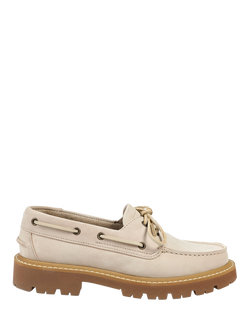 Jones Bootmaker Perdita Leather Platform Moccasins, Beige, Beige