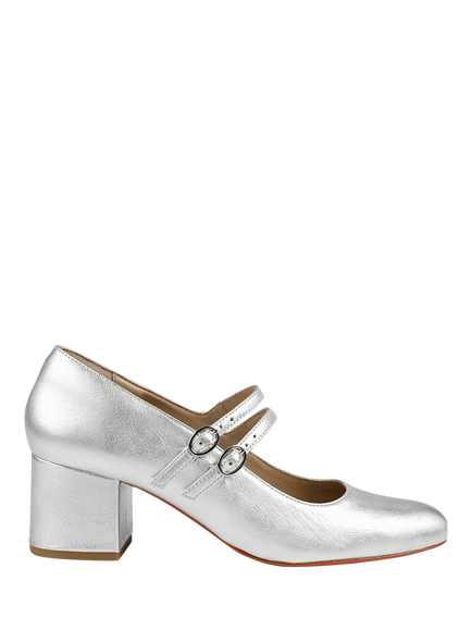 Jones Bootmaker Xanthi Heeled Mary Janes, Silver, Silver