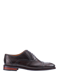 Jones Bootmaker Mercer Wide Fit Leather Oxford Shoes, Dark Brown, Dark Brown