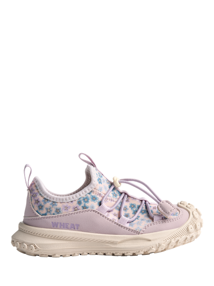 WHEAT Kids' Floral Elastic Lace Trainers, Powder Blue/Lilac, Powder Blue/Lilac