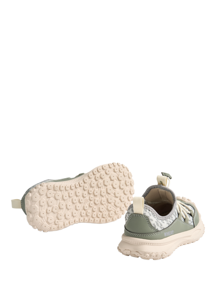 WHEAT Kids' Printed Elastic Lace Trainers, Grey/Stone - view 2, Grey/Stone