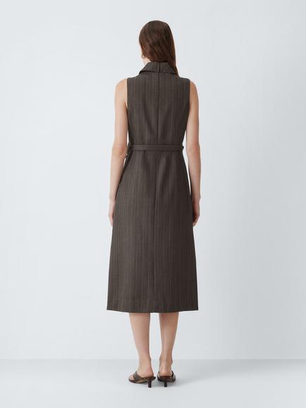 John Lewis Pinstripe Sleeveless Midi Shirt Dress, Pinstripe - view 2, Pinstripe