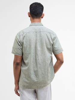 Barbour Nelson Linen Blend Regular Fit Shield Logo Shirt, Bleached Olive - view 2, Bleached Olive