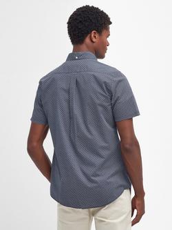 Barbour Cotton Micro Shell Print Tailored Fit Shirt, Navy - view 2, Navy