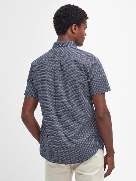 Barbour Cotton Micro Shell Print Tailored Fit Shirt, Navy - view 2, Navy