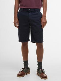 Barbour Cotton Rich Washed Twill Chino Shorts, Dark Navy