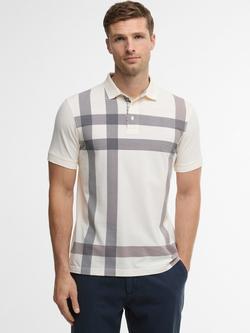 Barbour Blaine Cotton Regular Fit Tartan Trim Polo Shirt, Whisper White, Whisper White