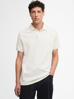 Barbour Harwell Cotton Tailored Fit Short Sleeve Polo Shirt, Whisper White, Whisper White