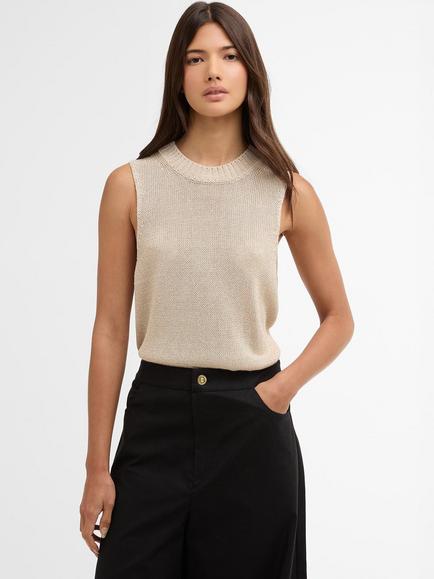 Barbour International Valencia Crew Neck Knitted Vest, Ecru, Ecru