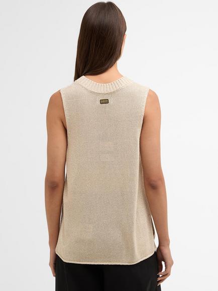 Barbour International Valencia Crew Neck Knitted Vest, Ecru - view 2, Ecru