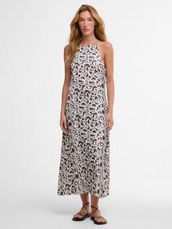 Barbour International Brianna Leopard Print Satin Midi Dress, Multi, Multi