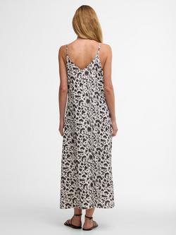 Barbour International Brianna Leopard Print Satin Midi Dress, Multi - view 2, Multi