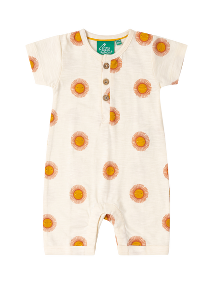 Little Green Radicals Baby Short Sleeve Romper, Cream, Cream