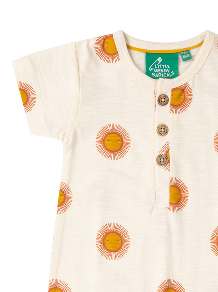 Little Green Radicals Baby Short Sleeve Romper, Cream - view 2, Cream