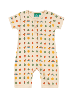 Little Green Radicals Baby Short Sleeve Printed Romper, Multi, Multi