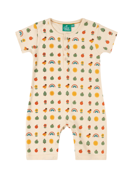 Little Green Radicals Baby Short Sleeve Printed Romper, Multi, Multi