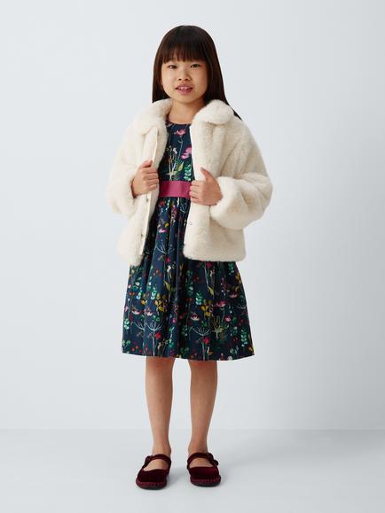 John Lewis Heirloom Collection Kids' Faux Fur Jacket, Cream - view 2, Cream