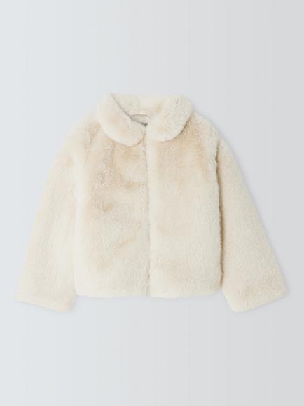 John Lewis Heirloom Collection Kids' Faux Fur Jacket, Cream, Cream