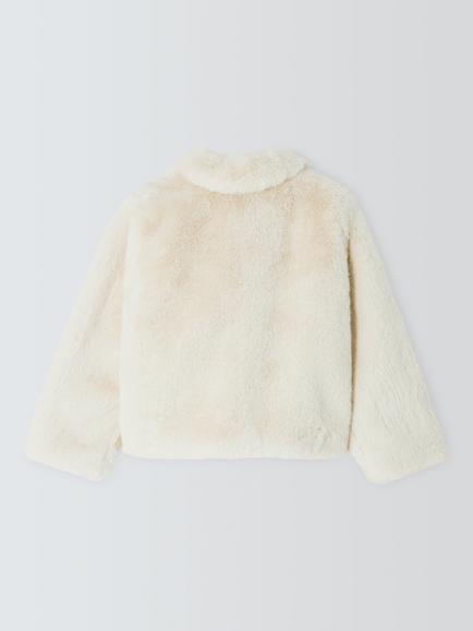 John Lewis Heirloom Collection Kids' Faux Fur Jacket, Cream - view 2, Cream