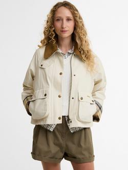 Barbour Icons Beadnell Cropped Jacket, Light Pearl/Multi