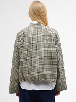 Barbour Leyburn Check Showerproof Bomber Jacket, Olive Prince Of Wale - view 2, Olive Prince Of Wale