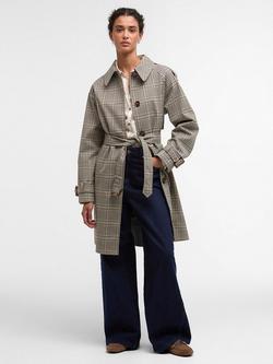 Barbour Maia Check Showerproof Trench Coat, Olive Prince Of Wale, Olive Prince Of Wale