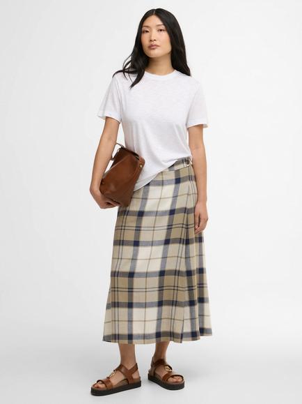 Barbour Ballina Tartan Midi Skirt, Navy, Navy
