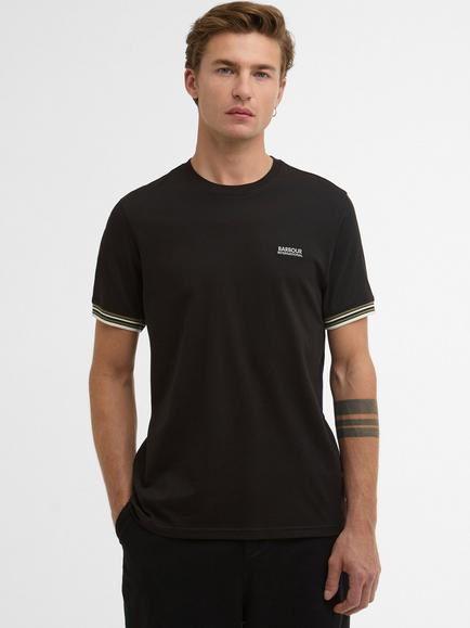 Barbour International Burnwood Cotton Regular Fit Short Sleeve Tipped T-Shirt, Black, Black