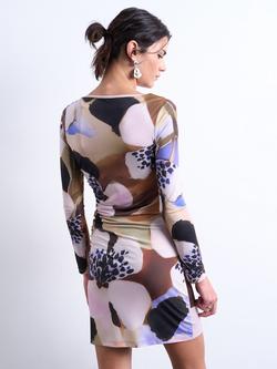 Topshop Floral Long Sleeve Mini Dress, Multi - view 2, Multi