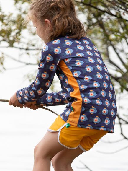 Little Green Radicals Kids Fish Print Sunsafe Rash Vest, Blue - view 2, Blue