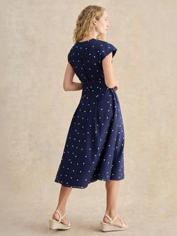 Hobbs Samantha Polka Dot Linen Rich Dress, Midnight/Ivory - view 2, Midnight/Ivory
