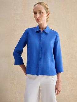 Hobbs Nita Pure Linen Shirt, French Blue