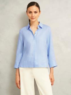 Hobbs Nita Relaxed Fit Pure Linen Shirt, Light Blue, Light Blue