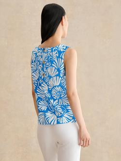 Hobbs Fern Floral Button Back Top, Blue/White - view 2, Blue/White
